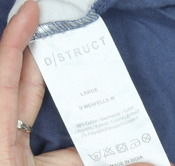 D/Struct Men Blue Orange White Colourblock Crew Neck T-Shirt Size L