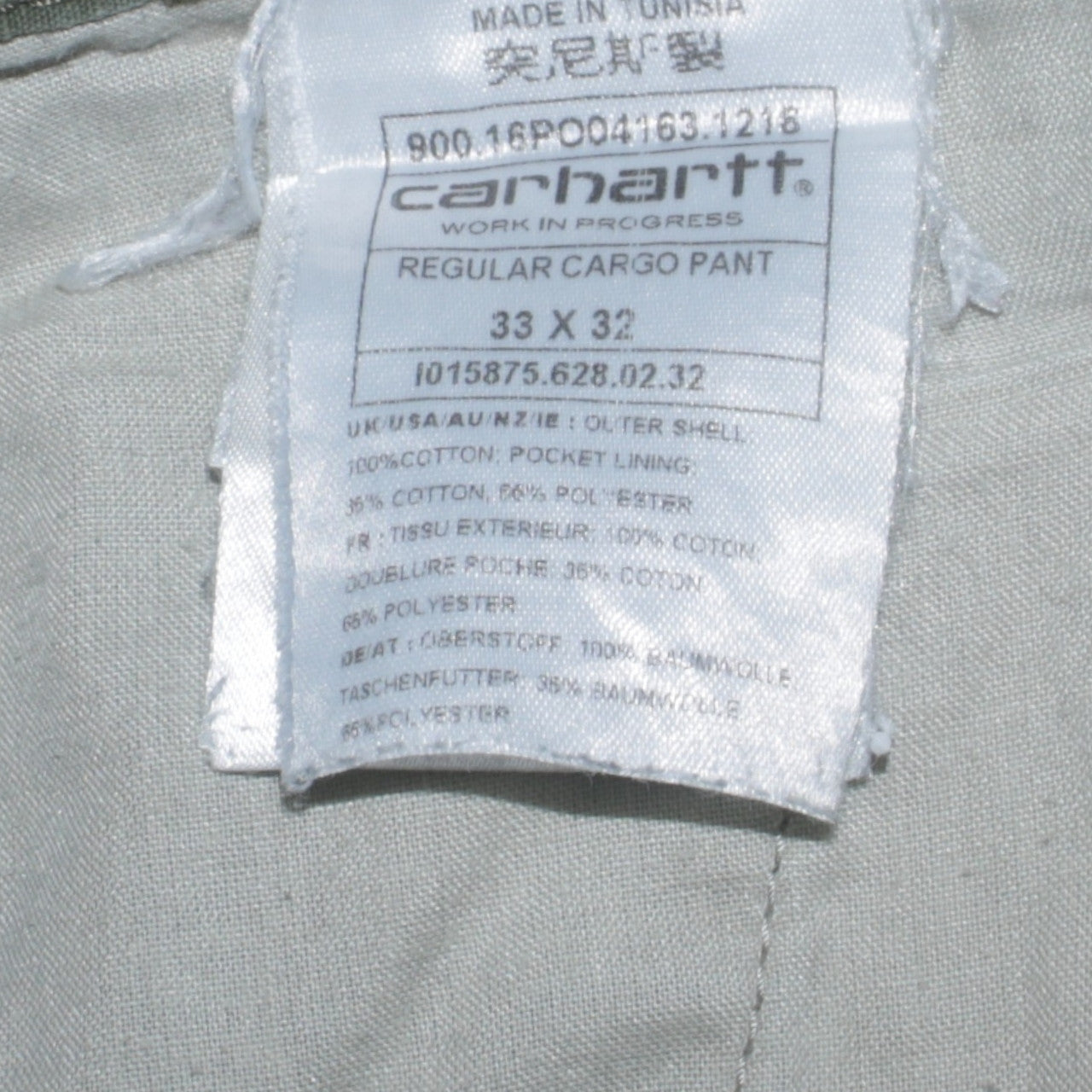 Carhartt Men's Green Cargo Trousers 33x32 Regular Fit Workwear