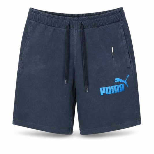 Front view of Puma boys’ blue athletic shorts 13-14y elastic waist drawstring pockets