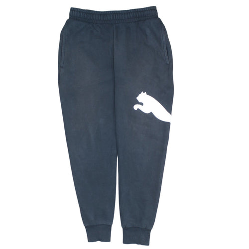 Puma Men’s Black Sweatpants S Logo Tapered Cotton Blend