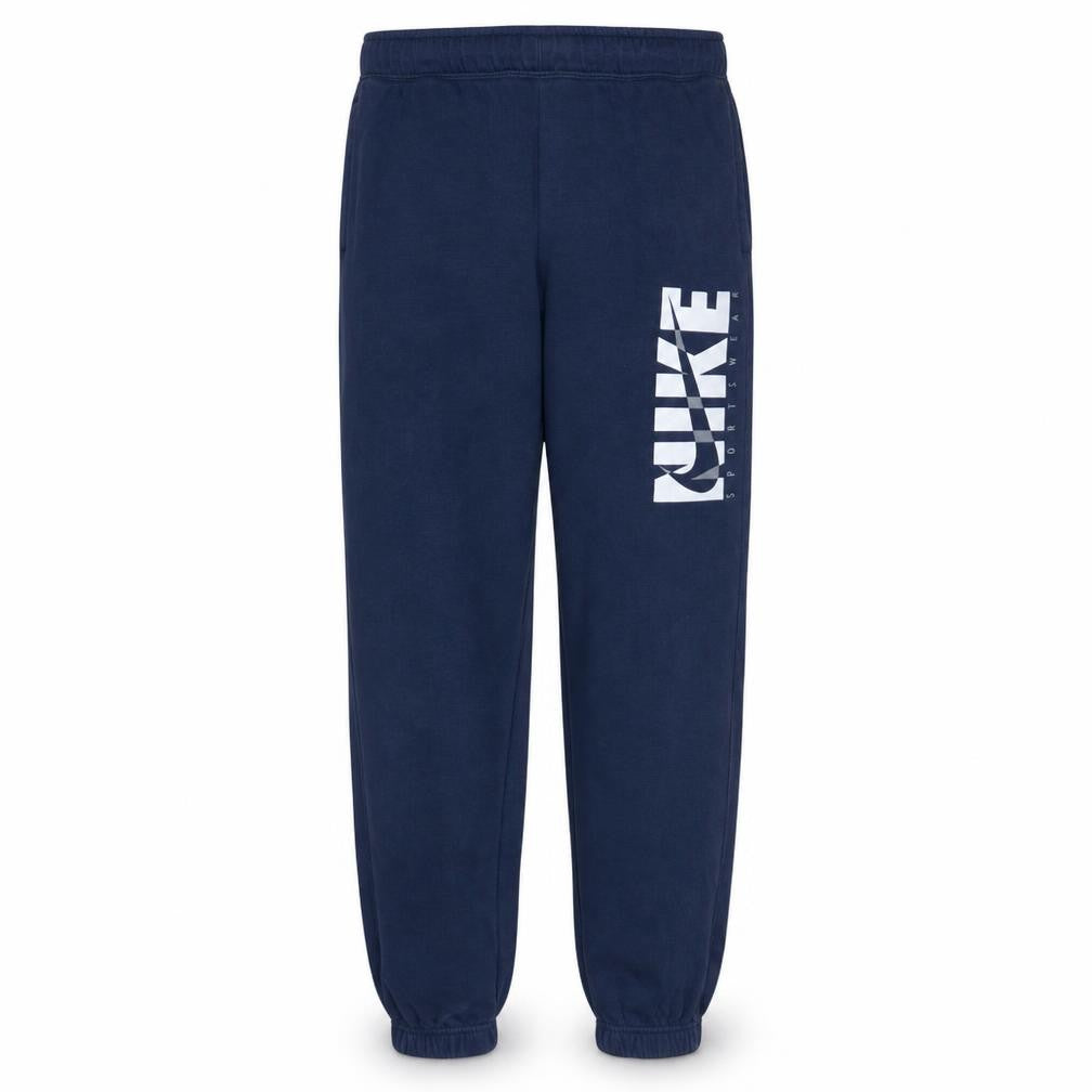 Front view of Nike men’s blue small sweatpants tapered fit cotton blend
