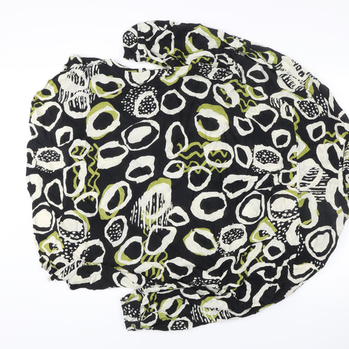Adini Womens Black Green Tunic Blouse L Long Sleeve Viscose