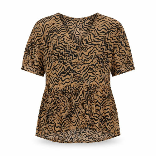 Warehouse Women’s Brown Animal Print Viscose Tunic Blouse Size 6