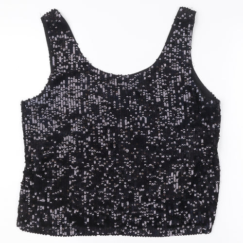 New Look Womens Black Sequin Tank Top Size 14 Party Camisole