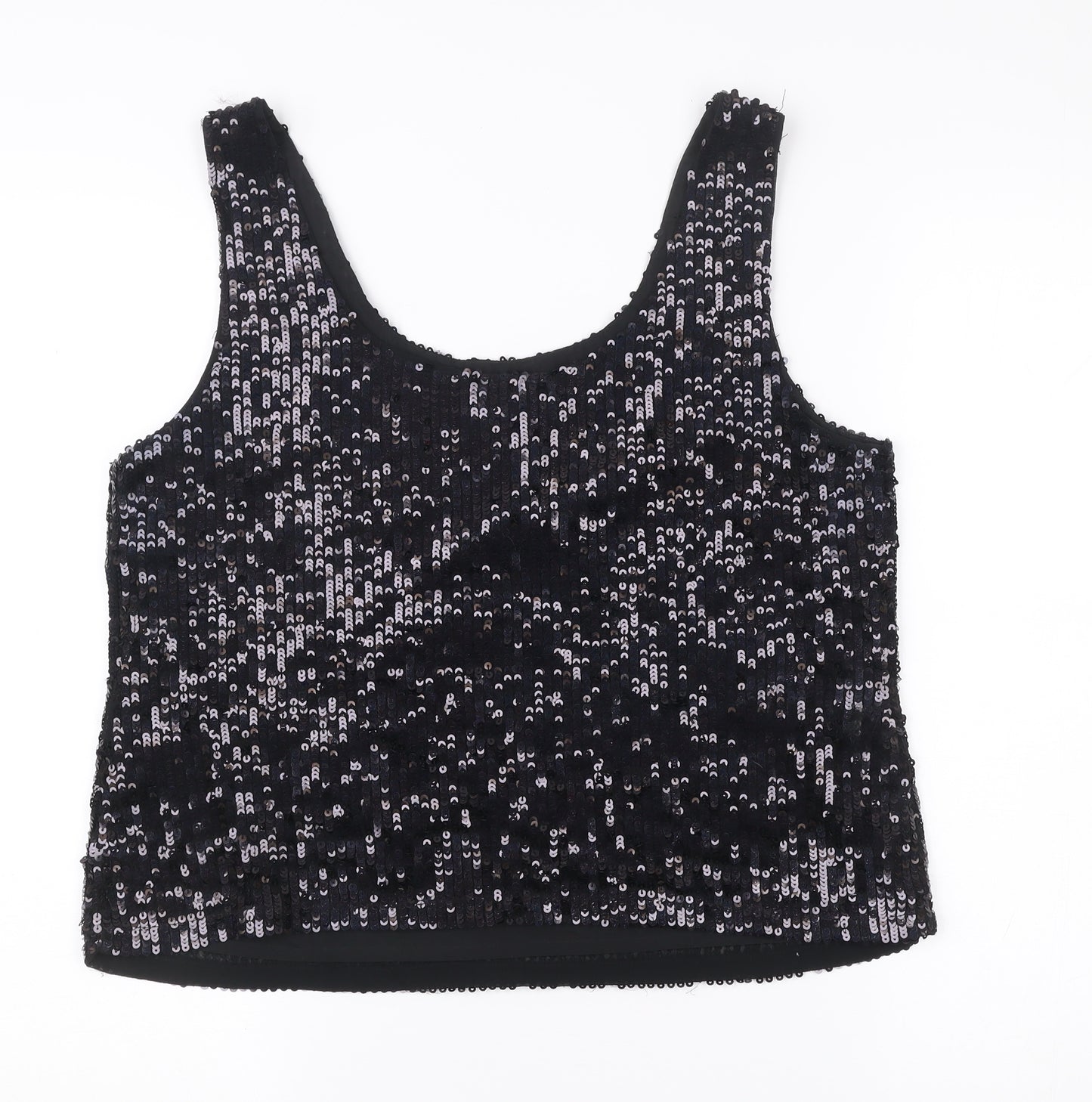 New Look Womens Black Sequin Tank Top Size 14 Party Camisole