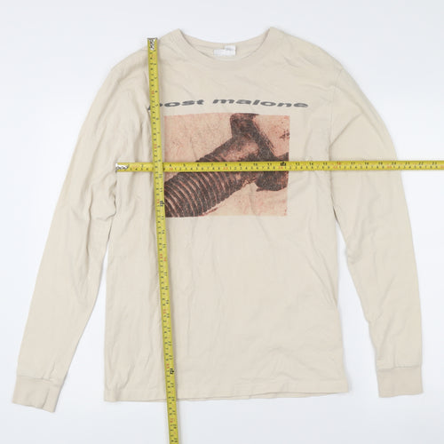 Posty Co Men’s Beige Long Sleeve Graphic Music T-Shirt Size S