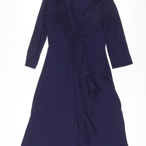 Phase Eight Women’s Blue Size 10 V-Neck Wrap Dress Long Sleeve