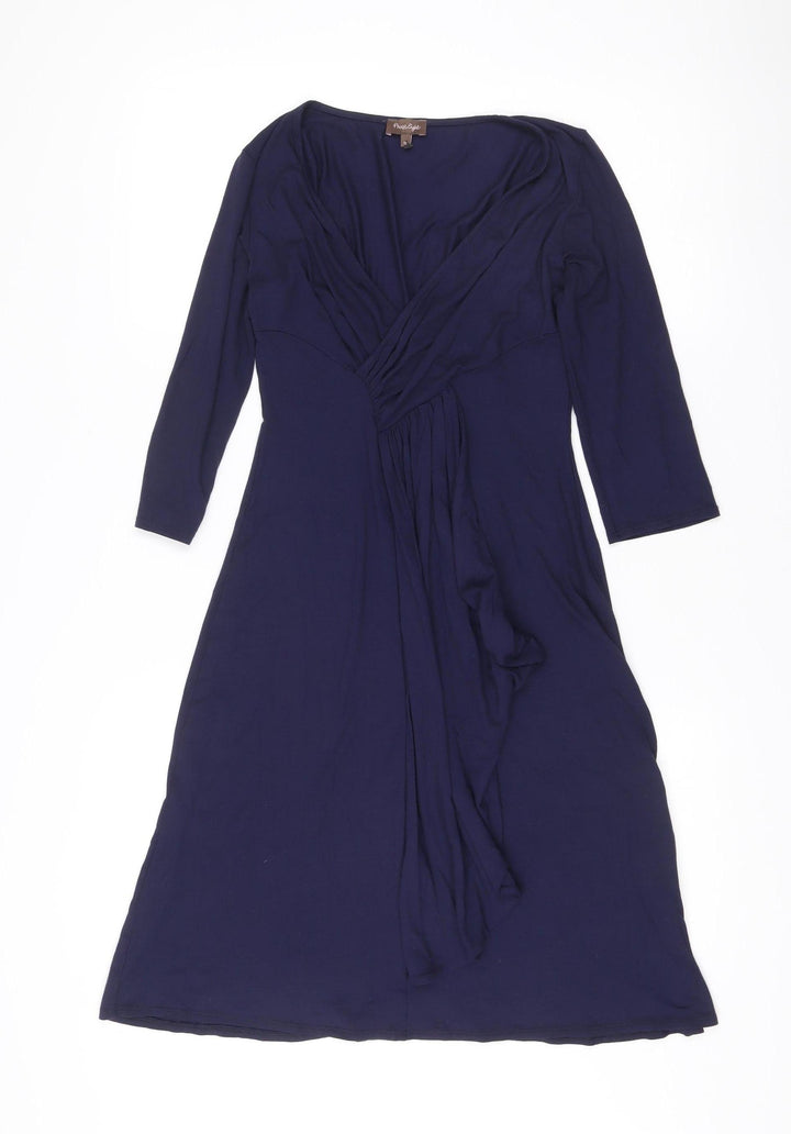 Phase Eight Women’s Blue Size 10 V-Neck Wrap Dress Long Sleeve