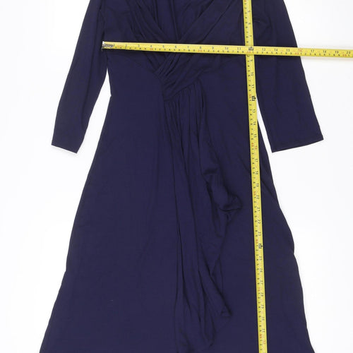 Phase Eight Women’s Blue Size 10 V-Neck Wrap Dress Long Sleeve