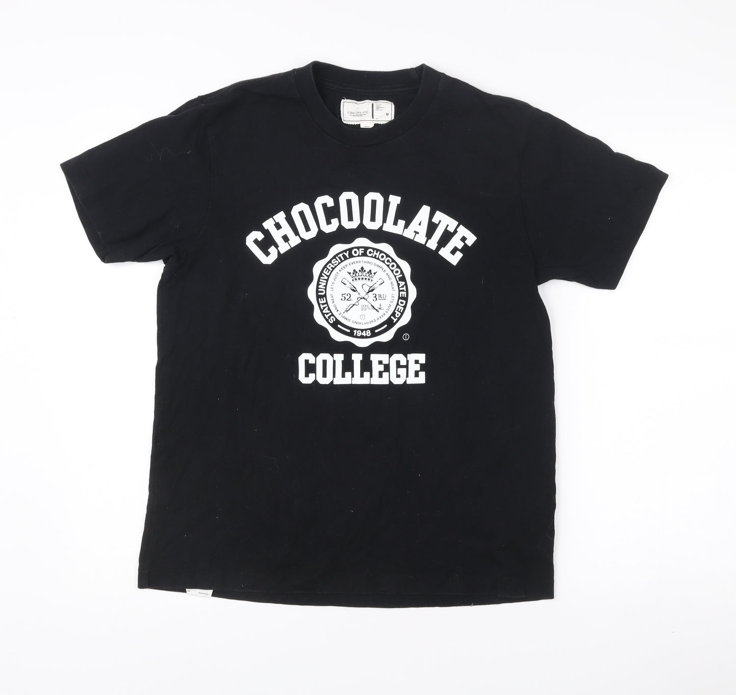 CHOCOOLATE Men’s Black Medium College Graphic Cotton T-Shirt
