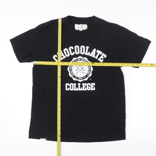 CHOCOOLATE Men’s Black Medium College Graphic Cotton T-Shirt
