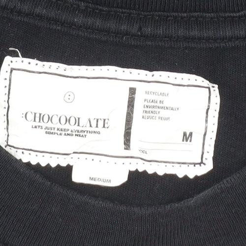 CHOCOOLATE Men’s Black Medium College Graphic Cotton T-Shirt