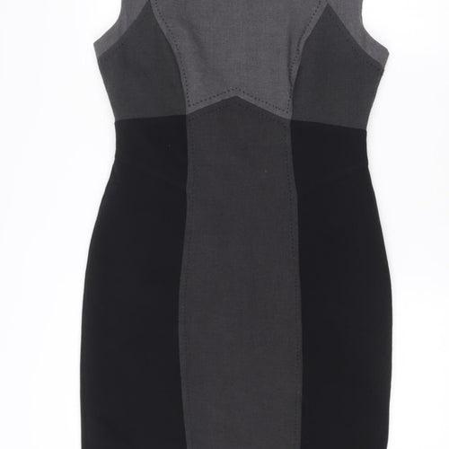 Marks and Spencer Womens Black Grey Bodycon Dress Size 12 Workwear