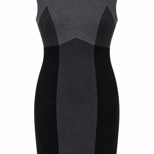 Marks and Spencer Womens Black Grey Bodycon Dress Size 12 Workwear