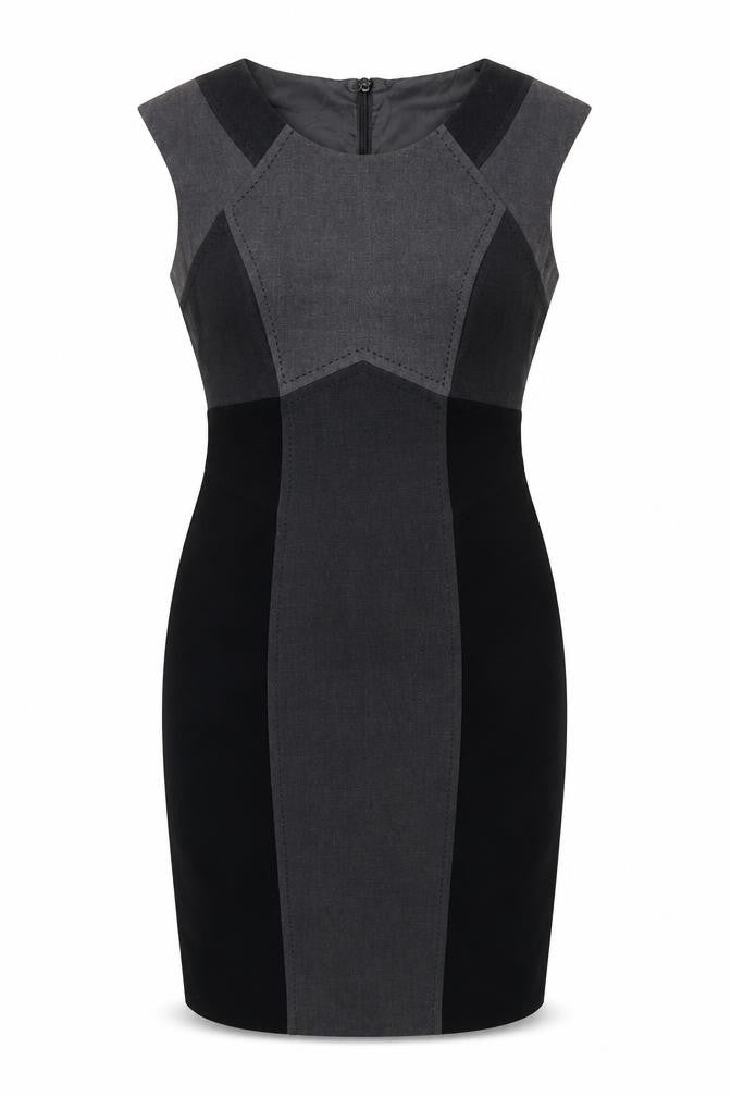 Marks and Spencer Womens Black Grey Bodycon Dress Size 12 Workwear