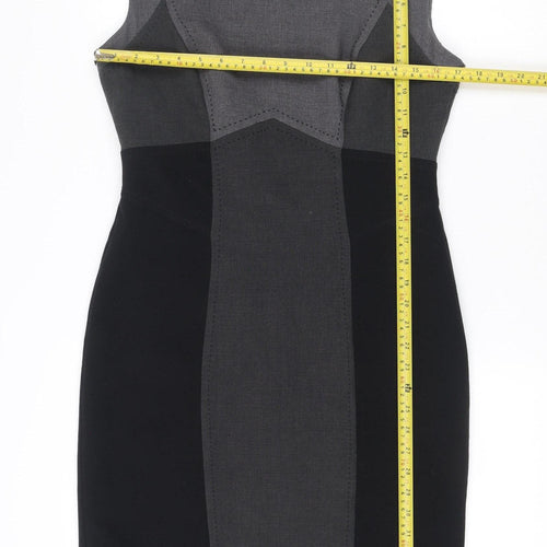 Marks and Spencer Womens Black Grey Bodycon Dress Size 12 Workwear