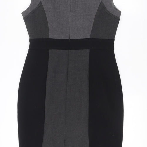 Marks and Spencer Womens Black Grey Bodycon Dress Size 12 Workwear