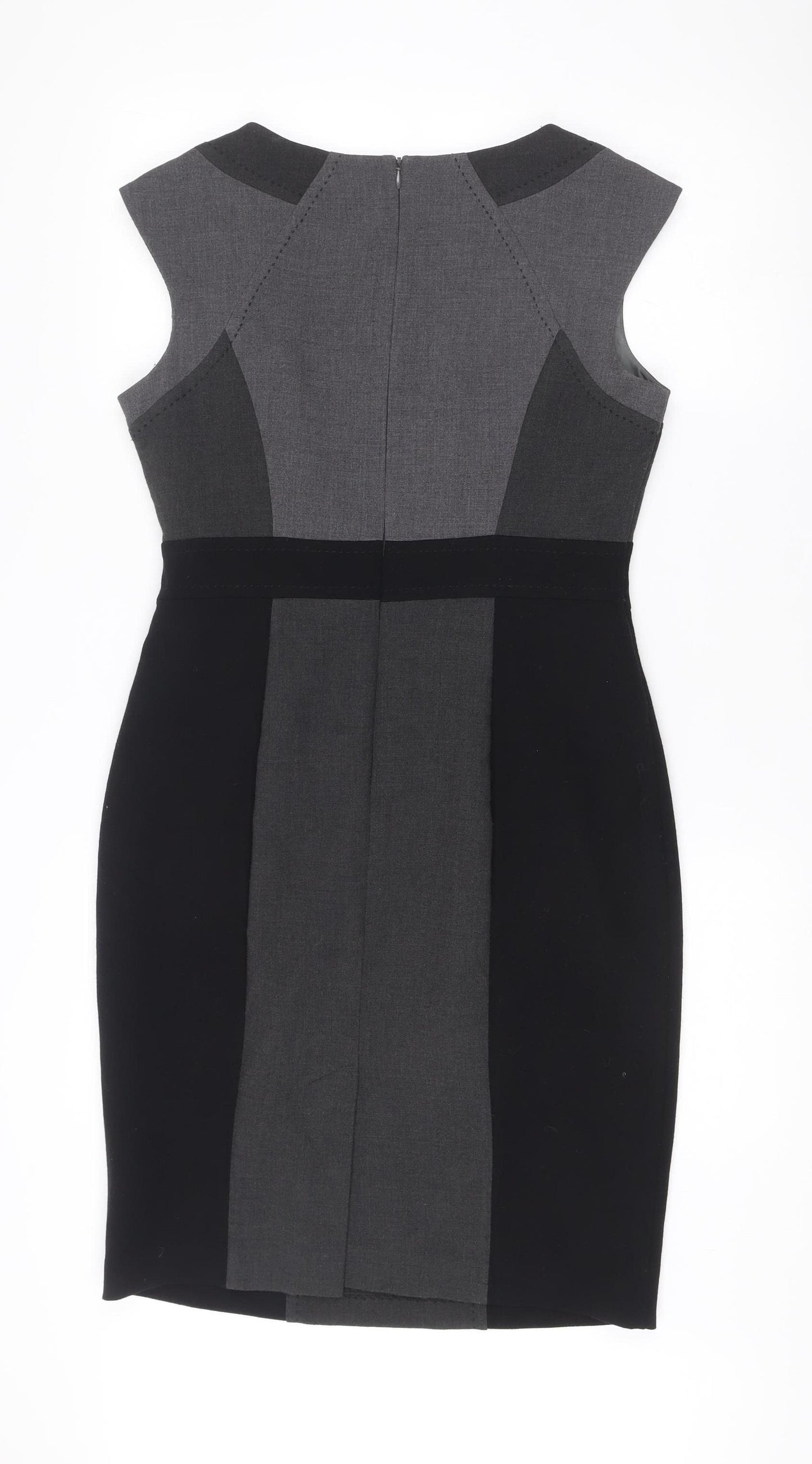 Marks and Spencer Womens Black Grey Bodycon Dress Size 12 Workwear