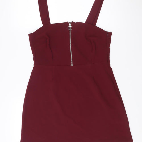 New Look Women’s Red Bodycon Mini Dress Size 12 Zip Detail