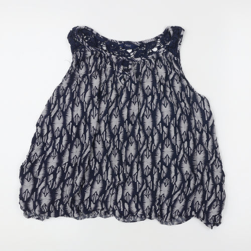 Next Womens Blue Floral Lace Sleeveless Tunic Blouse Size 12