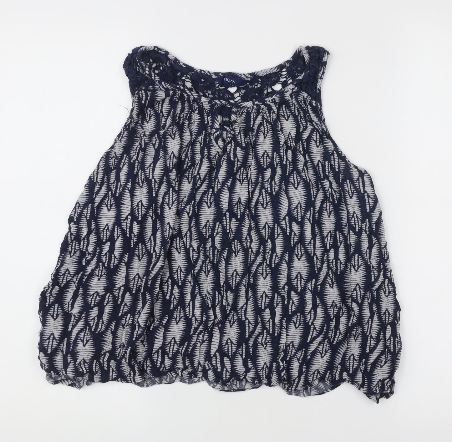 Next Womens Blue Floral Lace Sleeveless Tunic Blouse Size 12