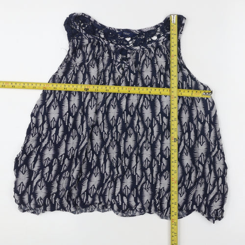Next Womens Blue Floral Lace Sleeveless Tunic Blouse Size 12