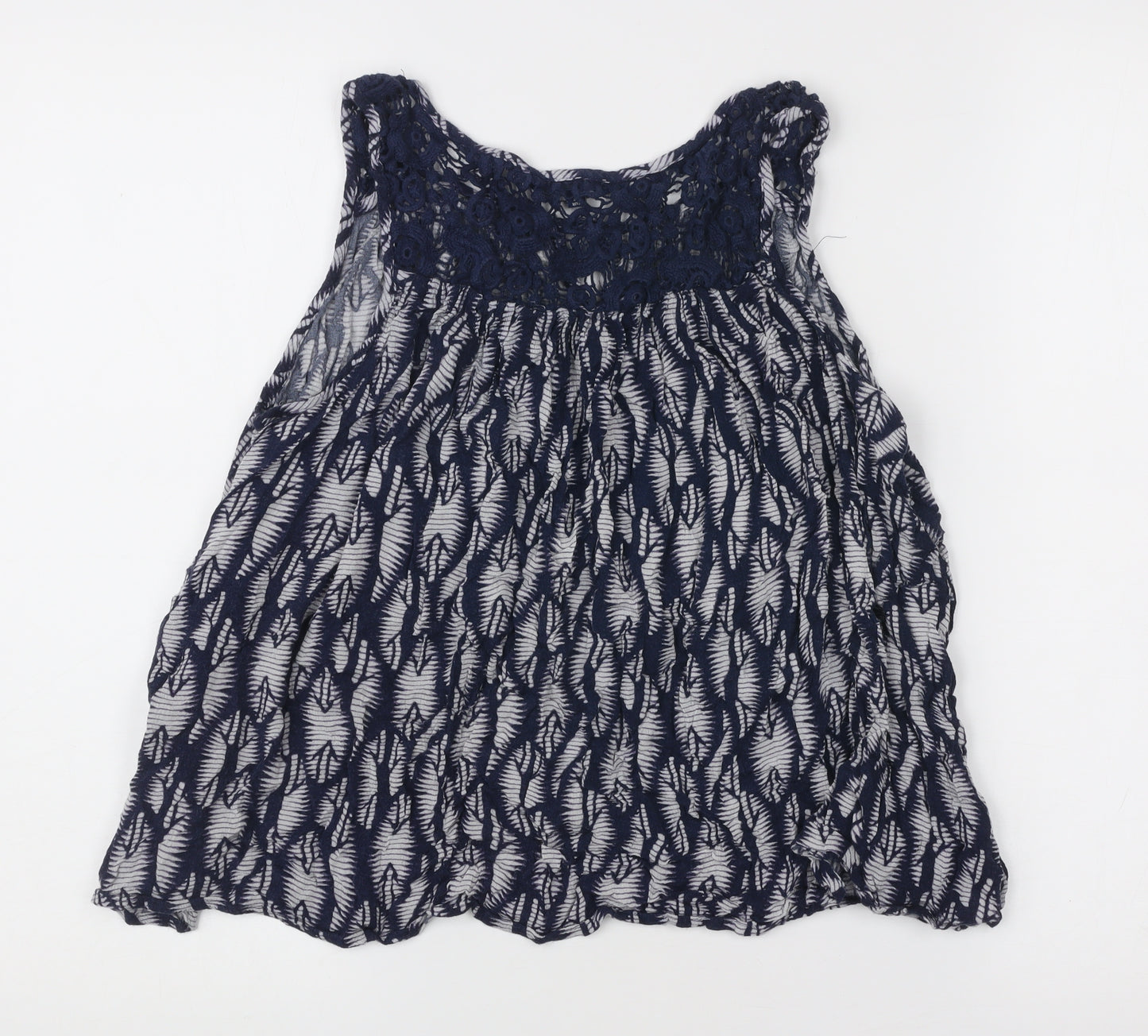 Next Womens Blue Floral Lace Sleeveless Tunic Blouse Size 12