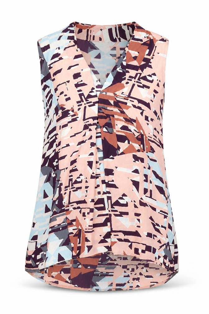 Front view of Next Women’s Multicoloured Geometric Sleeveless Tunic Blouse UK 10