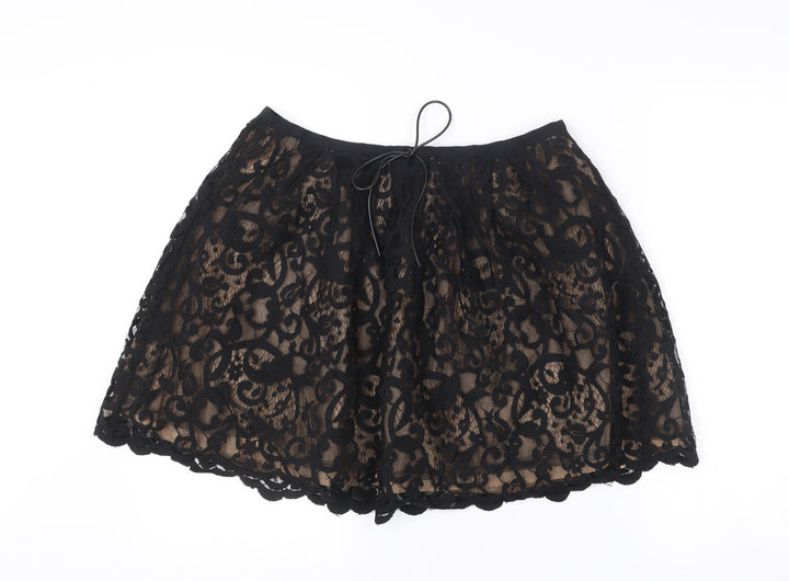 Topshop Women Black Lace A-Line Skirt UK 14 Formal Party