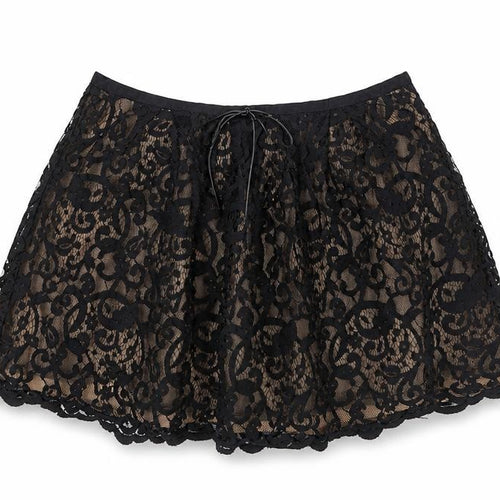 Topshop Women Black Lace A-Line Skirt UK 14 Formal Party