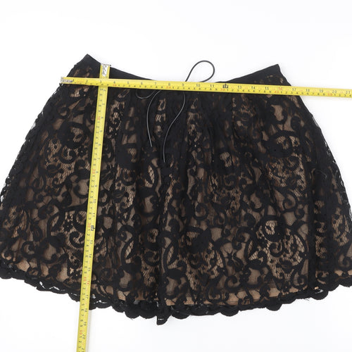 Topshop Women Black Lace A-Line Skirt UK 14 Formal Party