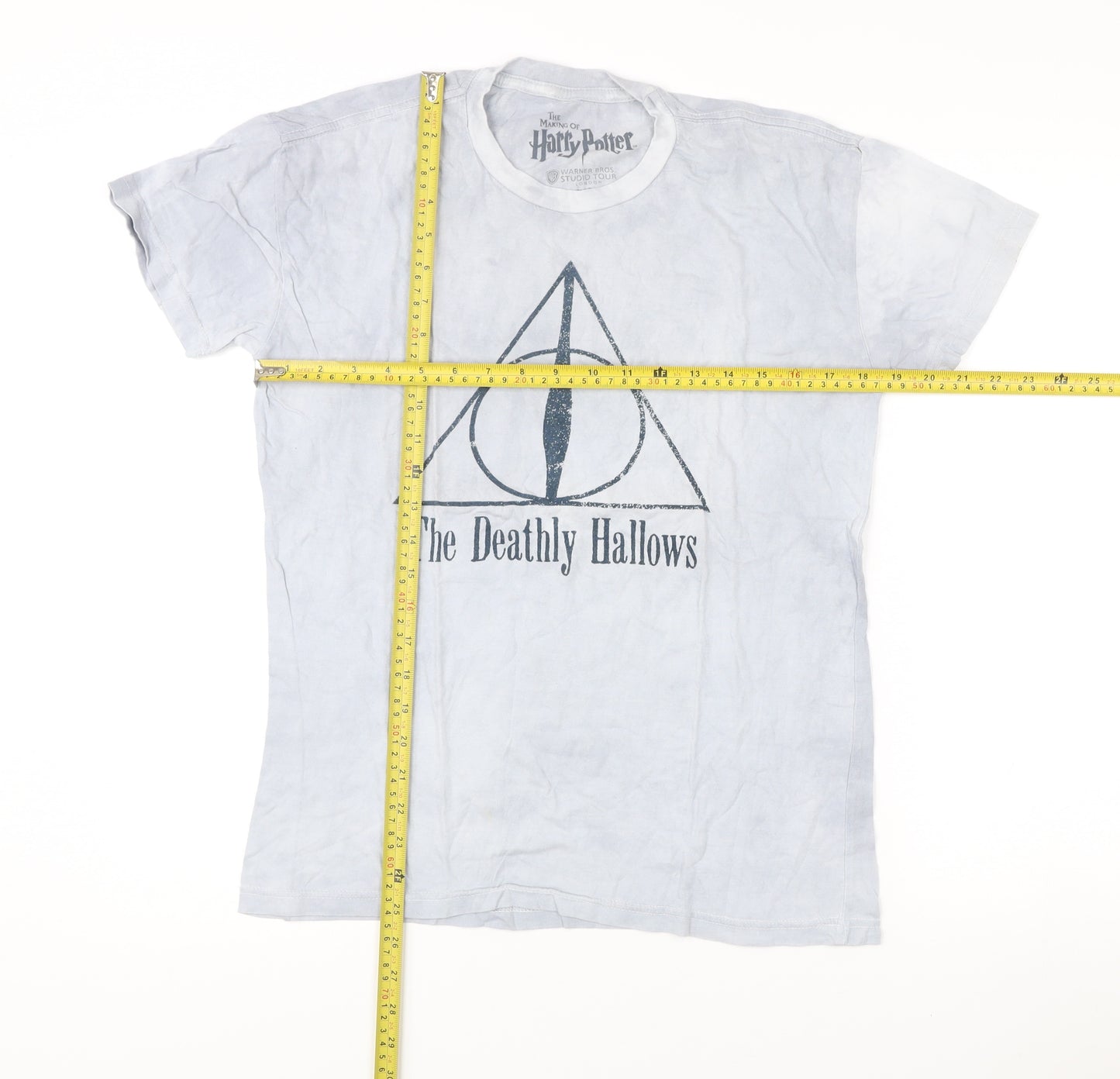 Harry Potter Unisex White S T-Shirt The Deathly Hallows Graphic Cotton