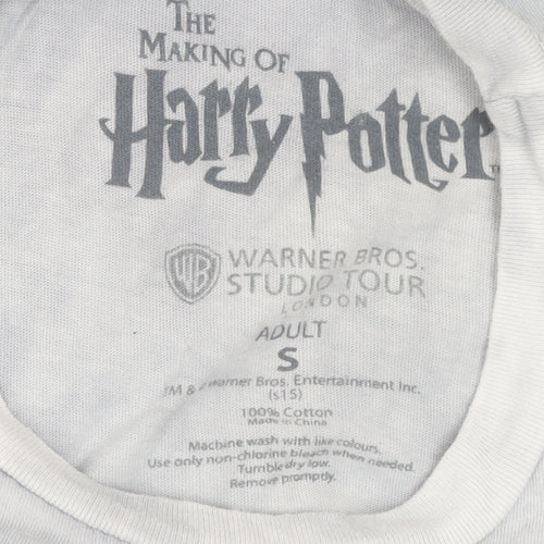 Harry Potter Unisex White S T-Shirt The Deathly Hallows Graphic Cotton