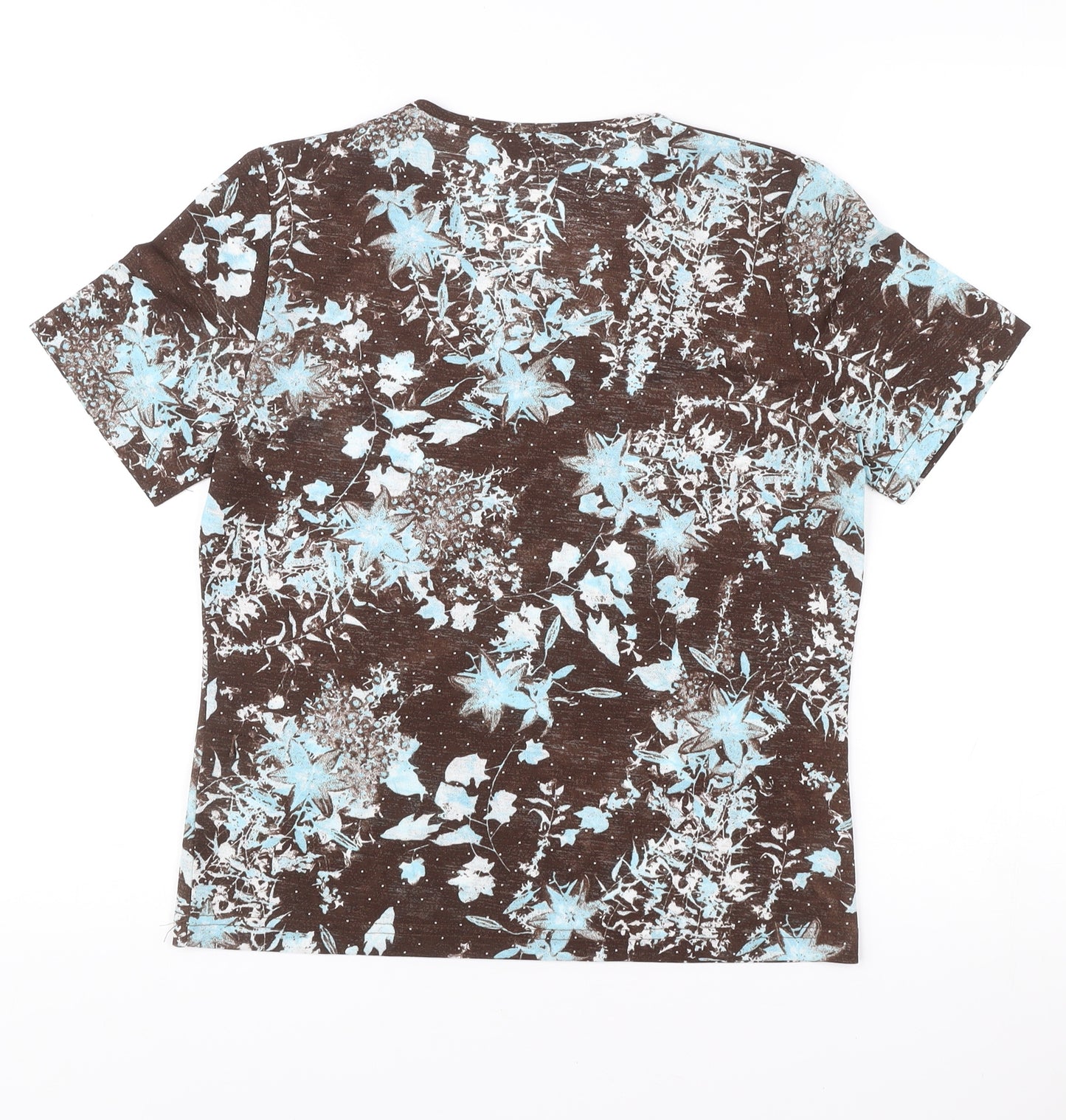 TIGI Wear Womens Brown Floral Print Polyester T-Shirt Size 10