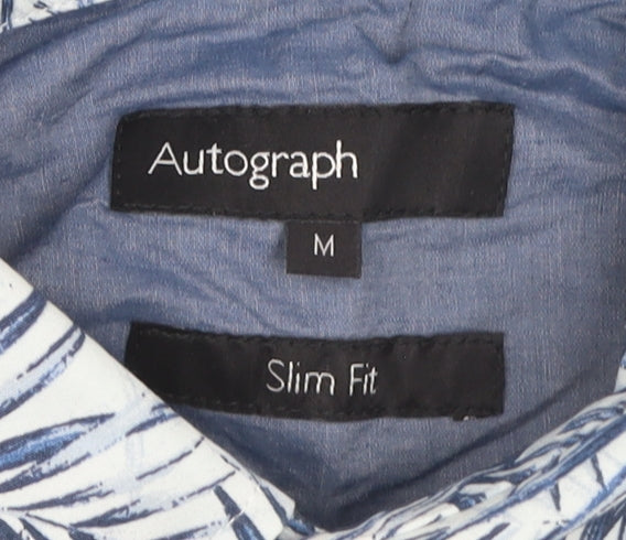 Marks and Spencer Men’s Blue Slim Fit Tropical Short Sleeve Shirt M