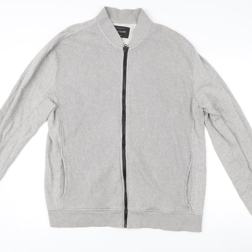 River Island Mens Grey Cotton Zip Track Jacket Size L