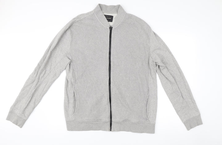 River Island Mens Grey Cotton Zip Track Jacket Size L