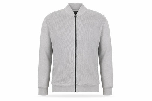 Front view of River Island men’s grey cotton zip track jacket, size L