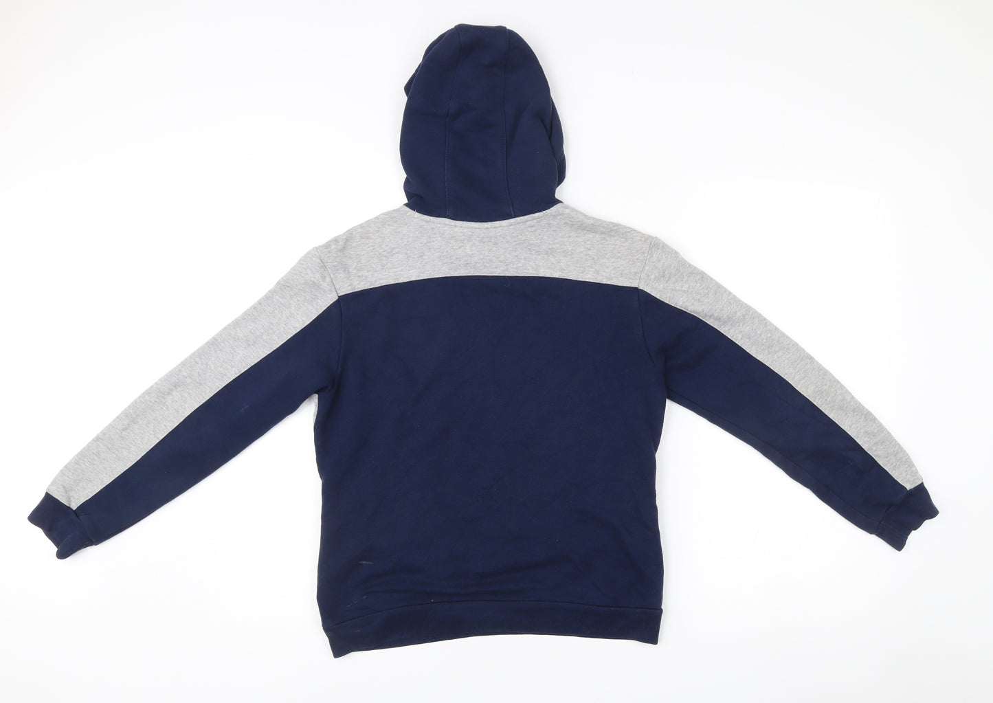 Adidas Boys Blue Grey Pullover Hoodie 11-12 Years Logo Sportswear