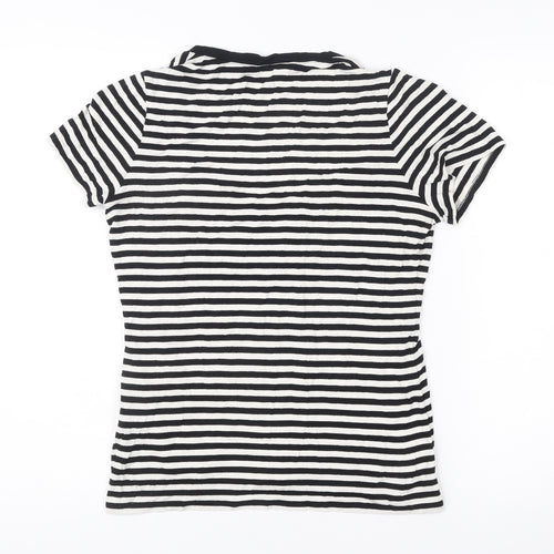 Marks and Spencer Women’s Black White Stripe T-Shirt UK 12 Scoop Neck