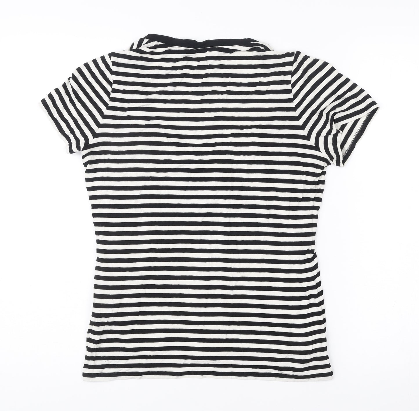 Marks and Spencer Women’s Black White Stripe T-Shirt UK 12 Scoop Neck