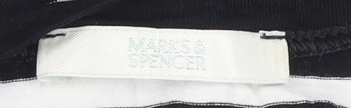 Marks and Spencer Women’s Black White Stripe T-Shirt UK 12 Scoop Neck