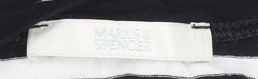 Marks and Spencer Women’s Black White Stripe T-Shirt UK 12 Scoop Neck