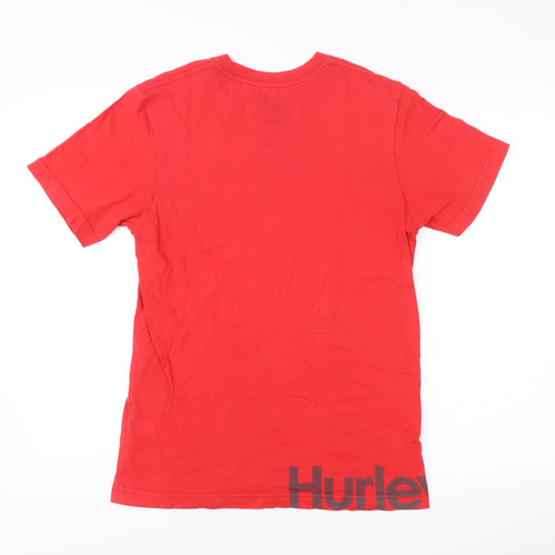 Hurley Men's Red Small Regular Fit Crew Neck Cotton T-Shirt