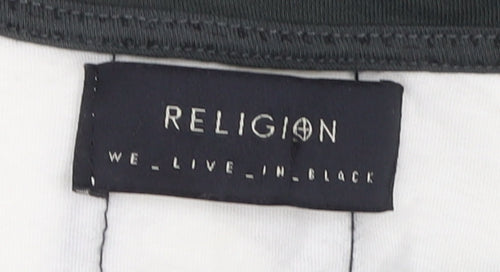 Religion Men’s Black White 3/4 Sleeve Colourblock Cotton T-Shirt M