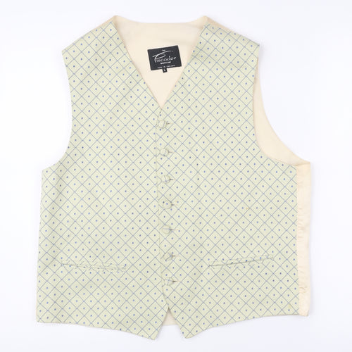 Piscador Men’s Ivory Waistcoat L Geometric Pattern Formal Wedding
