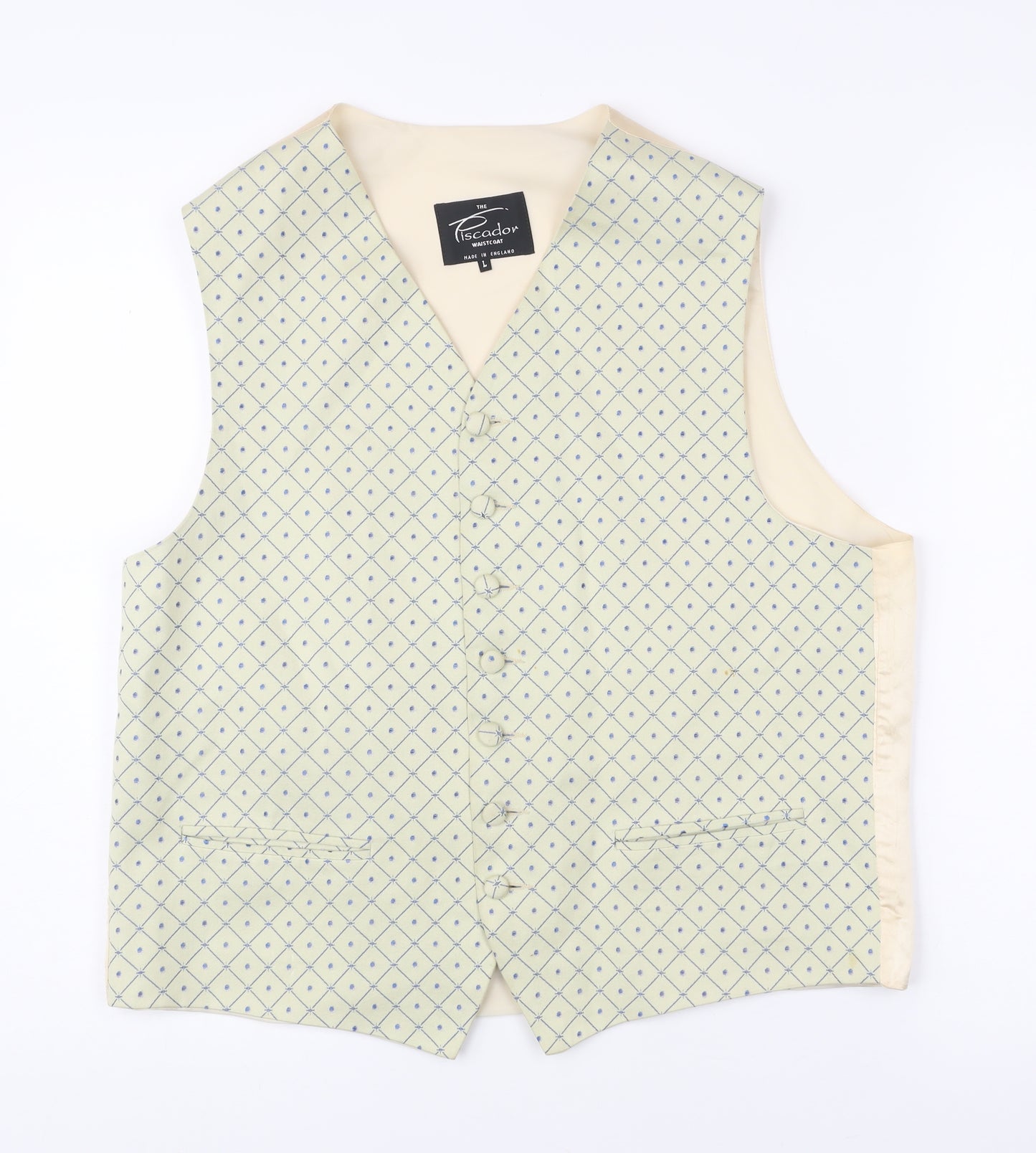 Piscador Men’s Ivory Waistcoat L Geometric Pattern Formal Wedding