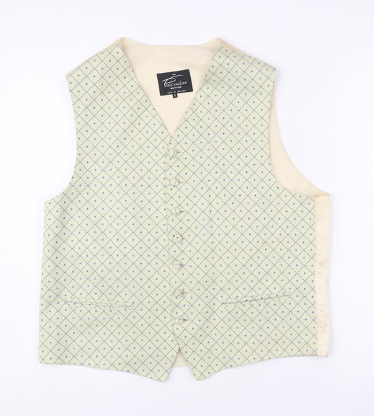 Piscador Men’s Ivory Waistcoat L Geometric Pattern Formal Wedding