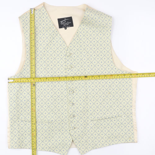 Piscador Men’s Ivory Waistcoat L Geometric Pattern Formal Wedding