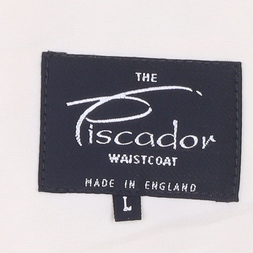 Piscador Men’s Ivory Waistcoat L Geometric Pattern Formal Wedding